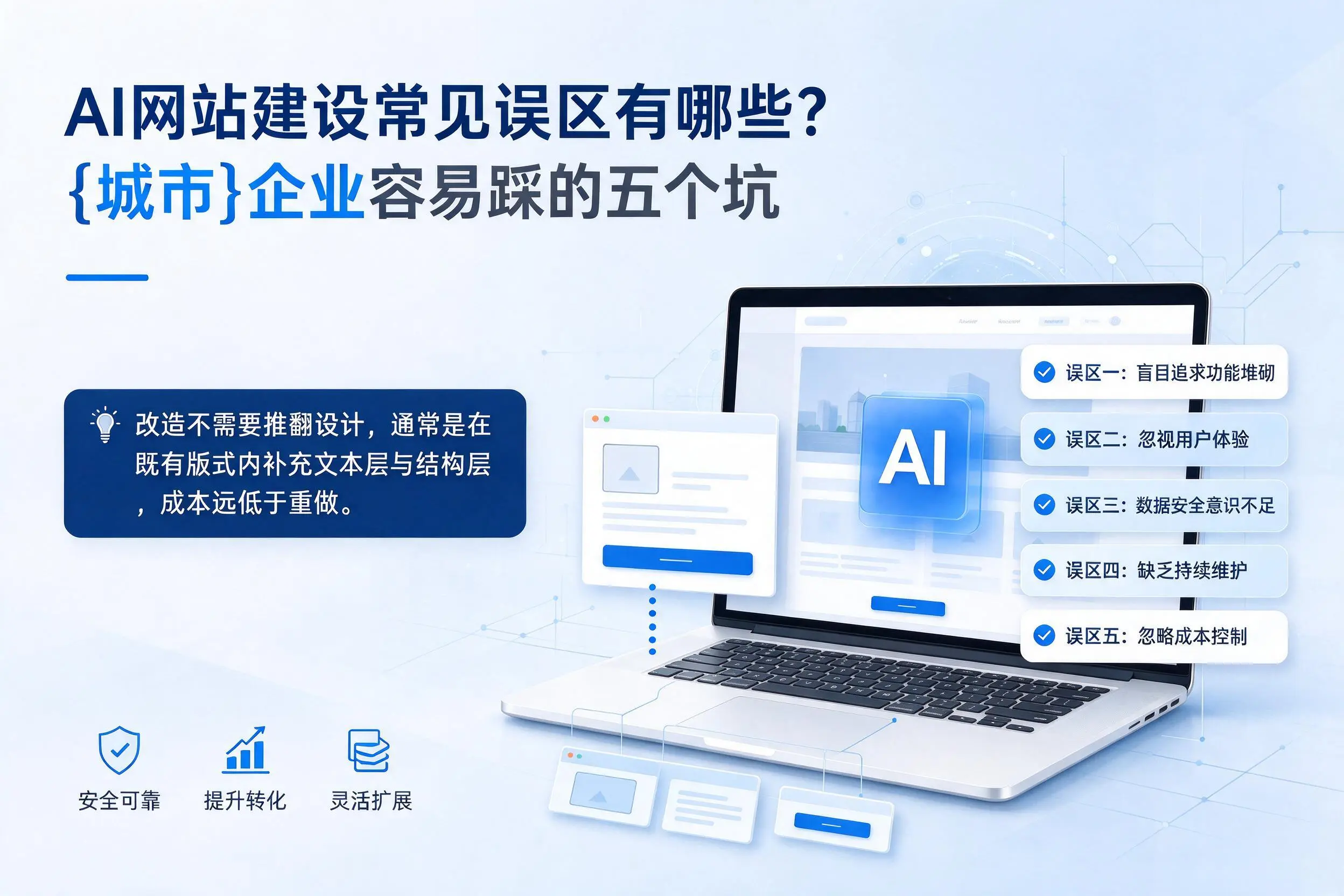 AI网站建设常见误区有哪些？茂名企业容易踩的五个坑