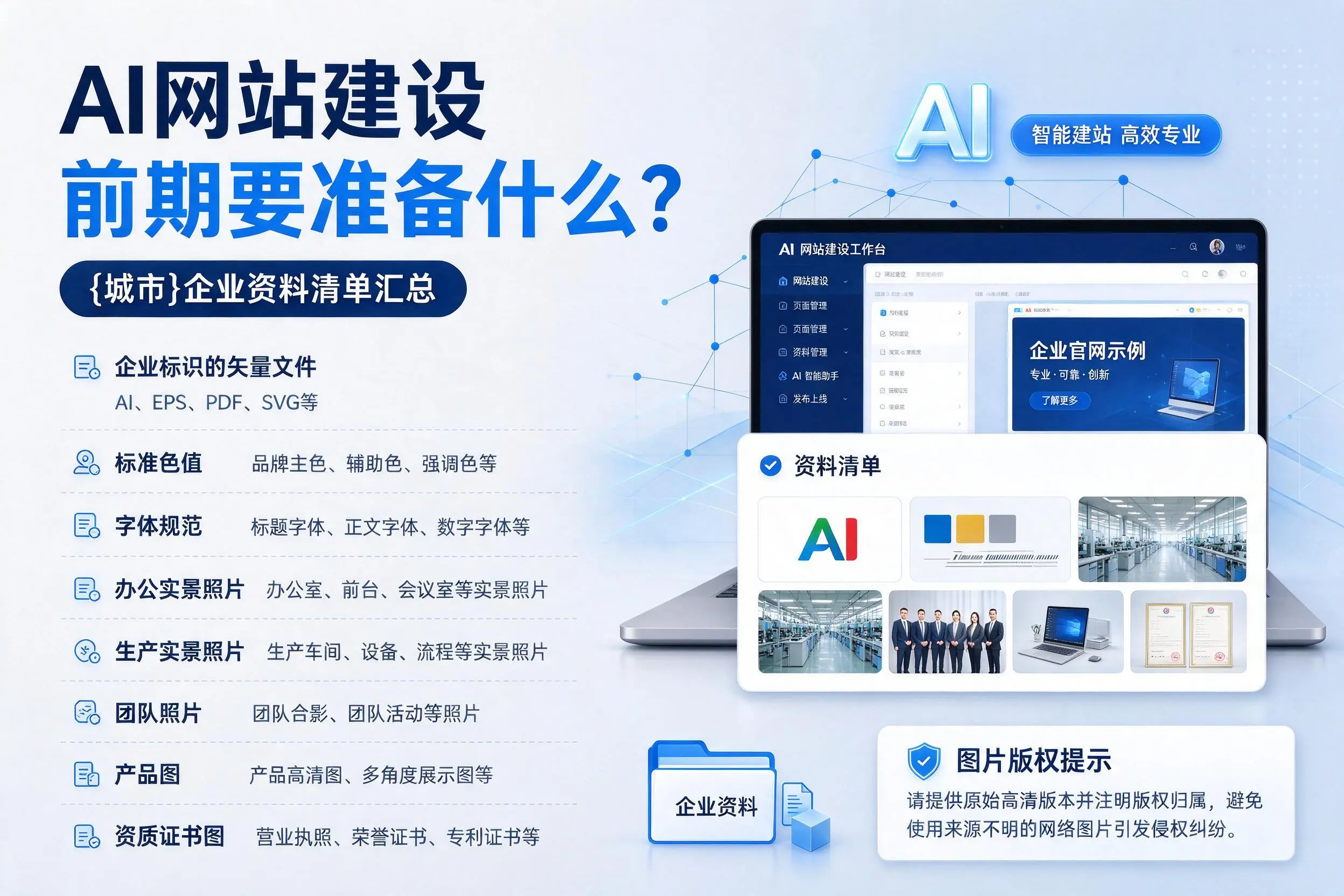 AI网站建设前期要准备什么？茂名企业资料清单汇总